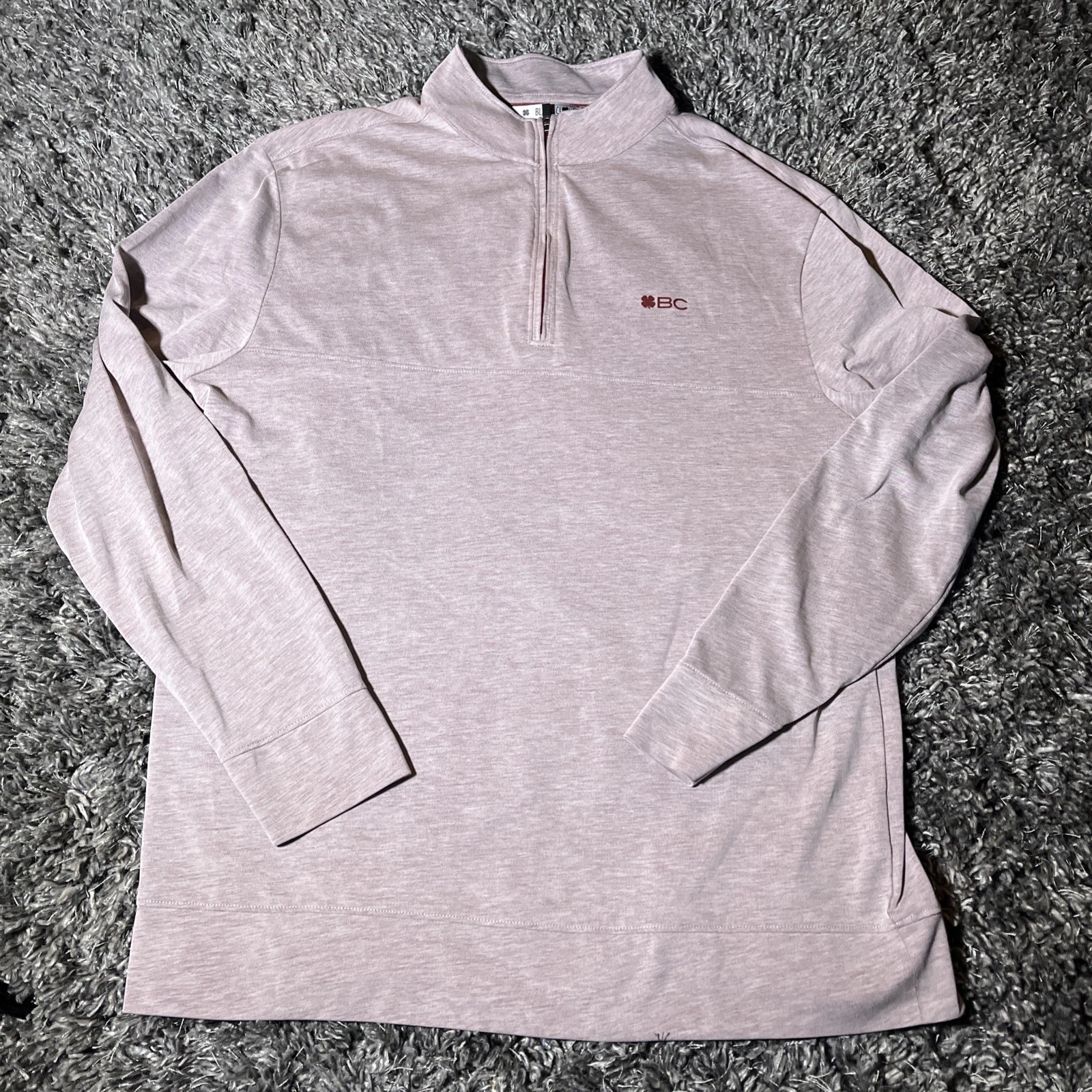 Black Clover Vivid Luck 1/4 Zip LS Golf Shirt Heather Red Gray Mens Large Pima