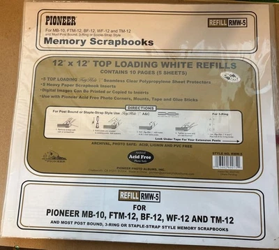 Pioneer 12 x 12 Top Loading White Refill Sheets (6 Packs x 5) 60 Pages RMW-5. - Image 1 of 3