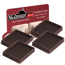 Non-Slip Furniture Coasters, 4 Pcs 3” Rubber Floor Protectors