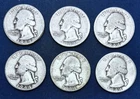 1944 (6) Washington Silver Quarters,  6 coin lot  -Combined shipping available
