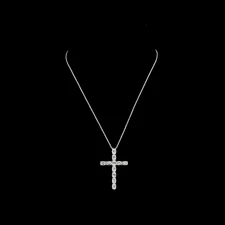 Lab-Grown 4.11 Carat Oval E-VS Diamond 14K White Gold Cross Pendant Necklace