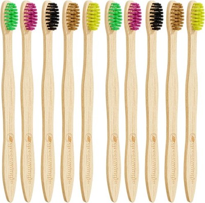 10er Pack Bambus Zahnbürsten mittlere Borsten umweltfreundlich biologisch abbaubar Bio P