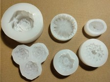 Lot of 6 Silicone Flower Molds Rose Daisy Peony Fondant Chocolate Soap Resin...