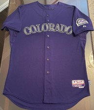 Colorado Rockies Authentic On-Field Majestic Cool Base Alt Purple Jersey 48/XL