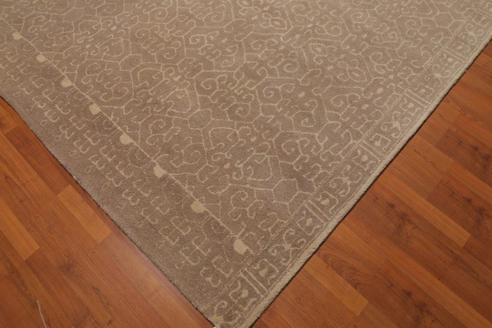Hand-Tufted Wool Area Rug 8x10 Gray Beige Oriental Handmade Carpet Living Room - Image 2 of 4