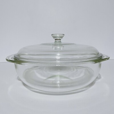 PYREX 024 2Qt Clear Round Glass Bowl With Lid USA