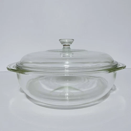 PYREX 024 ~ 2Qt Clear Round Glass Bowl With Lid USA