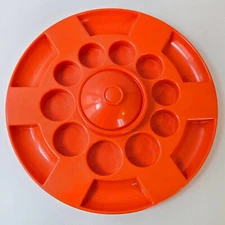 Large Vintage 1970 Orange Molded Plastic Tray Bismuth Creations Paris 70S