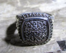 David Yurman Albion 925 Sterling Silver .50ct Diamond Pave Cable Band Ring 6.5