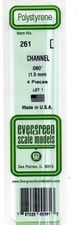 Evergreen 261 Styrene 14" Channel .060" .15cm pkg 4
