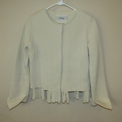 ottod'Ame Natural Cream Color Cotton Thick Knit Fringe Jacket Made in Italy sz 2