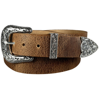1.5''(38mm)Distressed Western Style Leather Belt Handmade in Canada by Zelikovitz