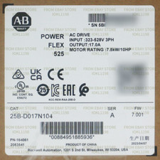NEW Sealed Allen-Bradley 25B-D017N104 PowerFlex 525 AC Drive 7.5kW 10Hp 3 Phase