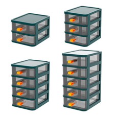 2-5 Tier Chest Desktop Drawers Plastic Storage Tower Unit Office School Draw Box