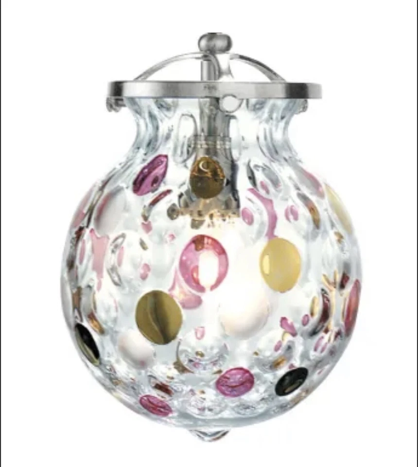 LBL / Tech Lighting Daisy Pink/Gold Italian Mouth Blown Glass Wall Sconce Polka - Image 3 of 4