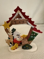 Vintage Schmid Emgee Style Christmas Figure Santa in Toy Workshop w/ Reindeer