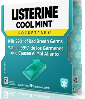 Listerine Cool Mint Pocket Paks on the Go Freshness 24 Breath Strips