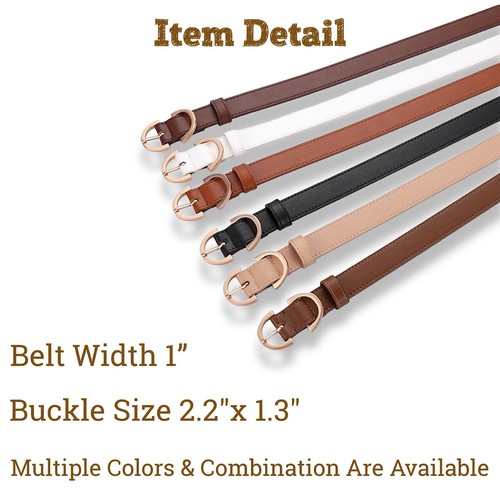 Cinturón de cuero genuino ultra suave premium para mujer color dorado hebilla cintura 4-8 - Imagen 2 de 27