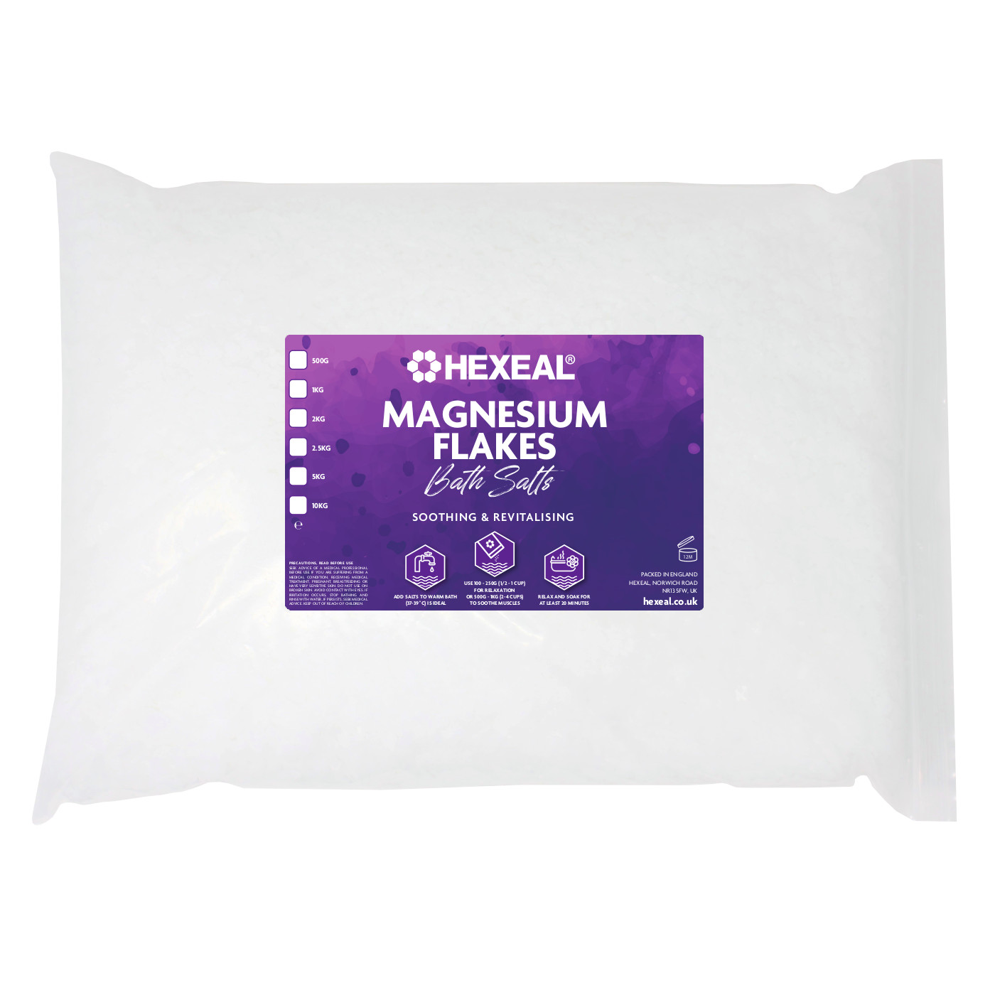 Hexeal MAGNESIUM FLAKES | 5kg Bag | 100% Pure | Bath Soak | Magnesium Chloride