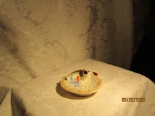 Vintage Saito, Co (Fishing Reels) Seashell & Fish Ceramic Ashtray Made in Japan