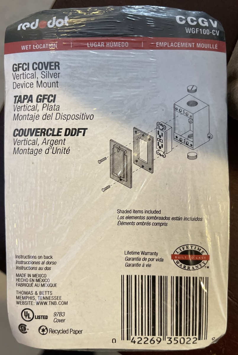 Red Dot GFCI Cover Vertical Device CCGV WGF100-CV Wet Location