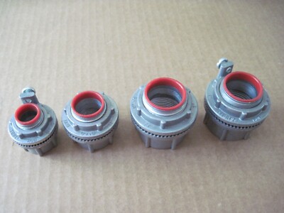 Lot of 4 Myers Hubs, Zinc, 2J 1/2'' (w/ ground), 5J 3/4'', 7J 1'', 8J 1'' (w ground)