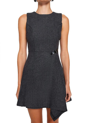 Elegant Ladies Round Neck Sleeveless Flared Houndstooth Dress 00496