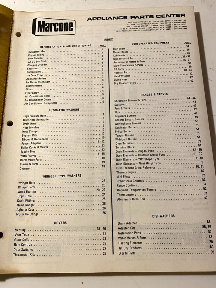 Marcone Appliance Parts Center Catalog No. 672 eBay