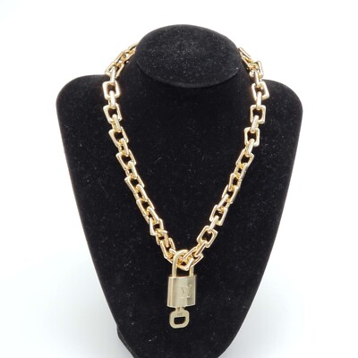 100% Auth Louis Vuitton Lock & Key with Unbranded Gold Plated Chain Necklace
