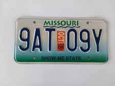 2008 Missouri License Plate 9AT 09Y Show Me State
