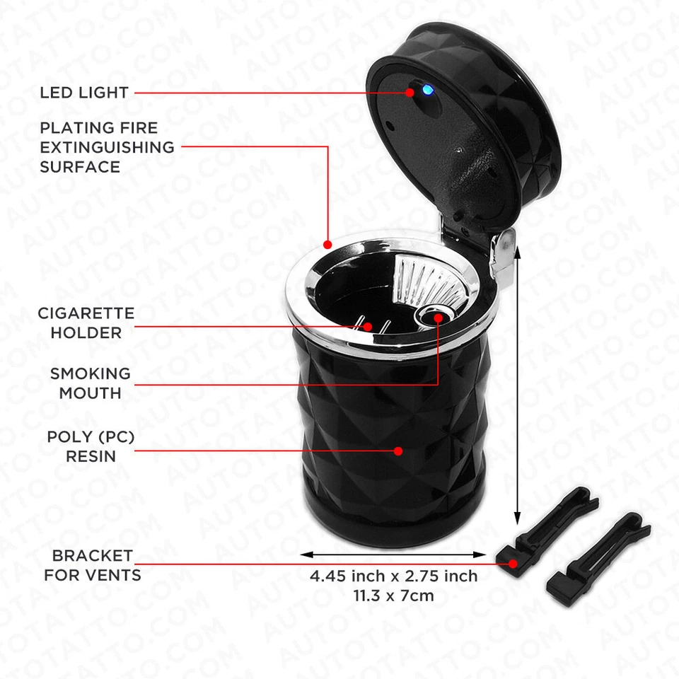 Culillas de cigarrillos de humo extremo hogar oficina coche portavasos cenicero goma basura bandeja de ventilación Foto 4 de 4