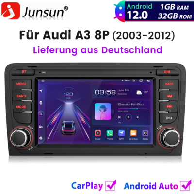 7'' Stereo Autoradio Für Audi A3 8P 2003-2012 Android12 GPS SAT NAV Carplay DAB+ 