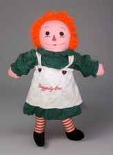 Vintage Raggedy Ann Doll Pink Body Orange Hair Green Dress I Love You Heart 24"