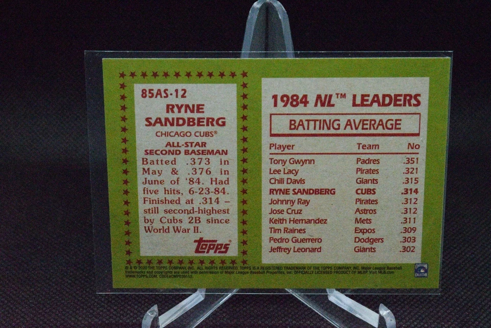 Ryne Sandberg #85AS-12 - 2020 Topps - 1985 Retro - All Star - Image 2 of 2