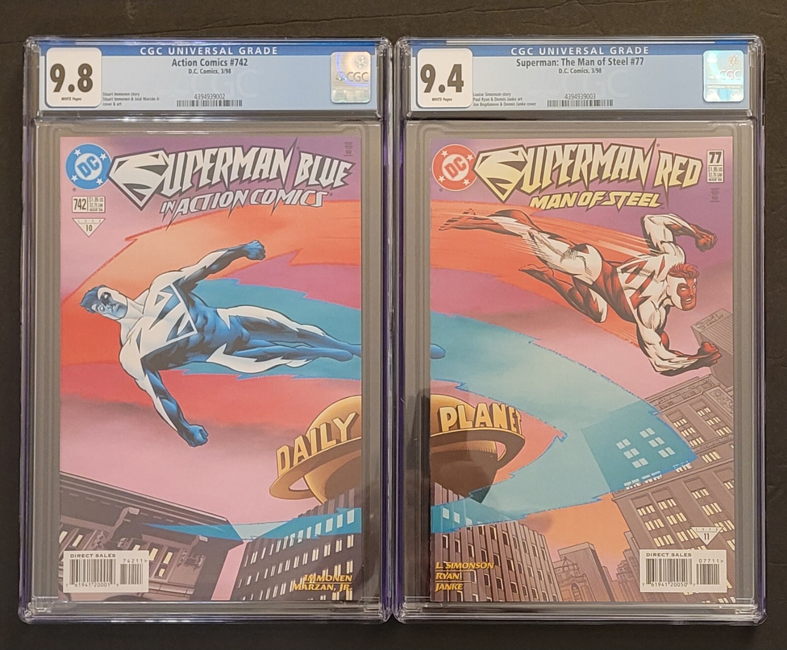 ACTION COMICS #742 [CGC 9.8] & SUPERMAN MAN OF STEEL #77 [9.4] Connecting Covers