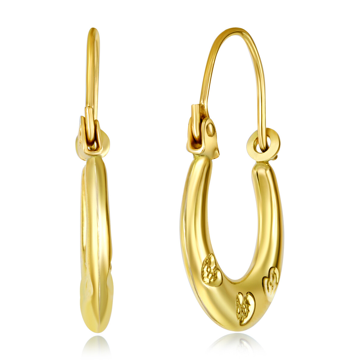 Wellingsale 14k Yellow Gold Diamond Cut Hollow Oval Hoop Earrings (14 X 22mm)