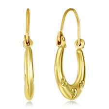 Wellingsale 14k Yellow Gold Diamond Cut Hollow Oval Hoop Earrings 14 X 22mm