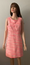 Eliza J Neon Pink w/Silver Metallic Striped Sleeveless Dress Size 10
