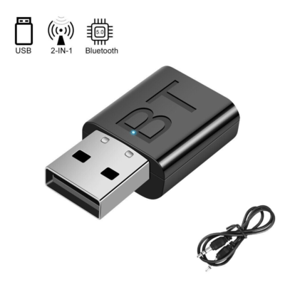 2 In 1 USB Bluetooth 5.0 Transmitter Receiver Adapter Wireless For PC Car Kit 2 In 1 USB Bluetooth 5.0 Transmitter Receiver Adapter Wireless For PC Car Kit