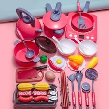 Pretend Play Kitchen Toy with Cookware Steam Pressure Pot and Electronic Inducti