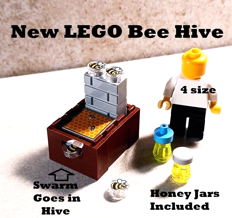 New LEGO Bee Hive Set Bees Bee Deluxe Hive Box Swarm Jars of Honey