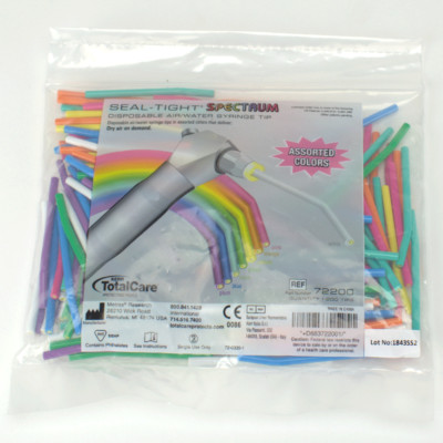 200 Seal-Tight Tips Einweg Aufsätze für Dental Luft-/Wasserspritzen color + weiß