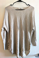 Michael Kors Tan Waffle Knit Four Button Tunic Top Long Sleeve Size M