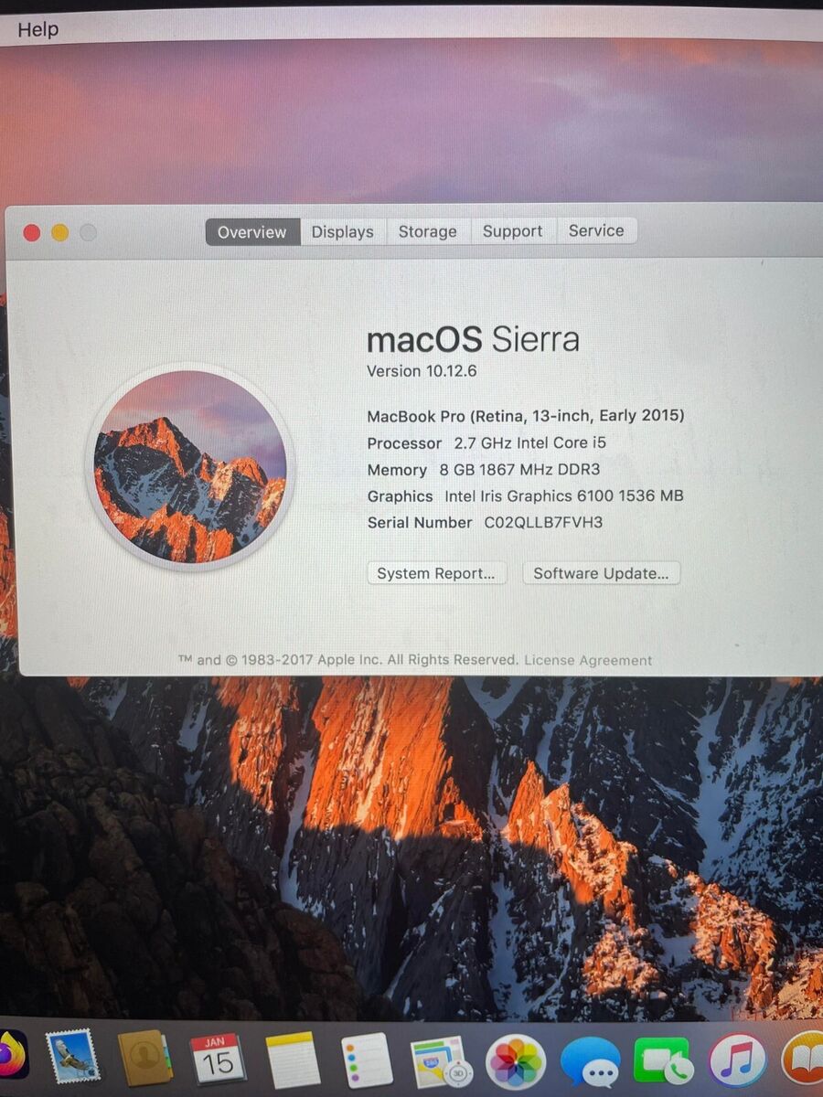 Apple MacBook Pro 13-inch RETINA Early 2015, i5-2.7 GHz 8GB Apple MacBook Pro 13-inch RETINA Early 2015, i5-2.7 GHz 8GB