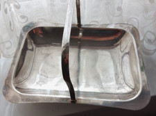 YEOMANS SILVER PLATED ON COPPER BON BON / CAKE  DISH...BALL FEET & SWING HANDLE