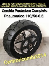 CERCHIO POSTERIORE PER MINIMOTO MOZZO 15CM PNEUMATICO CORONA E DISCO COMPLETA 