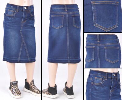 New Little Girls calf Skirt basic 5pockets style dark wash size 4/6 #RK-77103