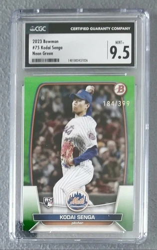 2023 Bowman Baseball Kodai Senga Rookie #75 Neon Green Parallel 184/399 CGC 9.5