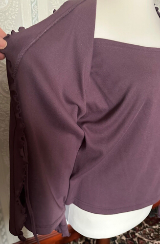 Vintage 00s Nightingales Grape Purple Peplum Front Tie All In One Blouse Size 16 - Picture 11 of 19