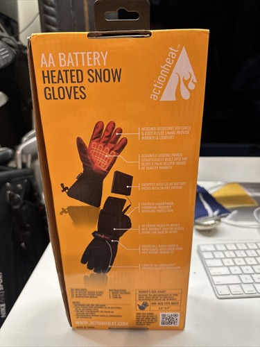 Action Heat AA Battery Heated Gloves AA Battery Black Woman 1 Size Fits All - Picture 3 of 4